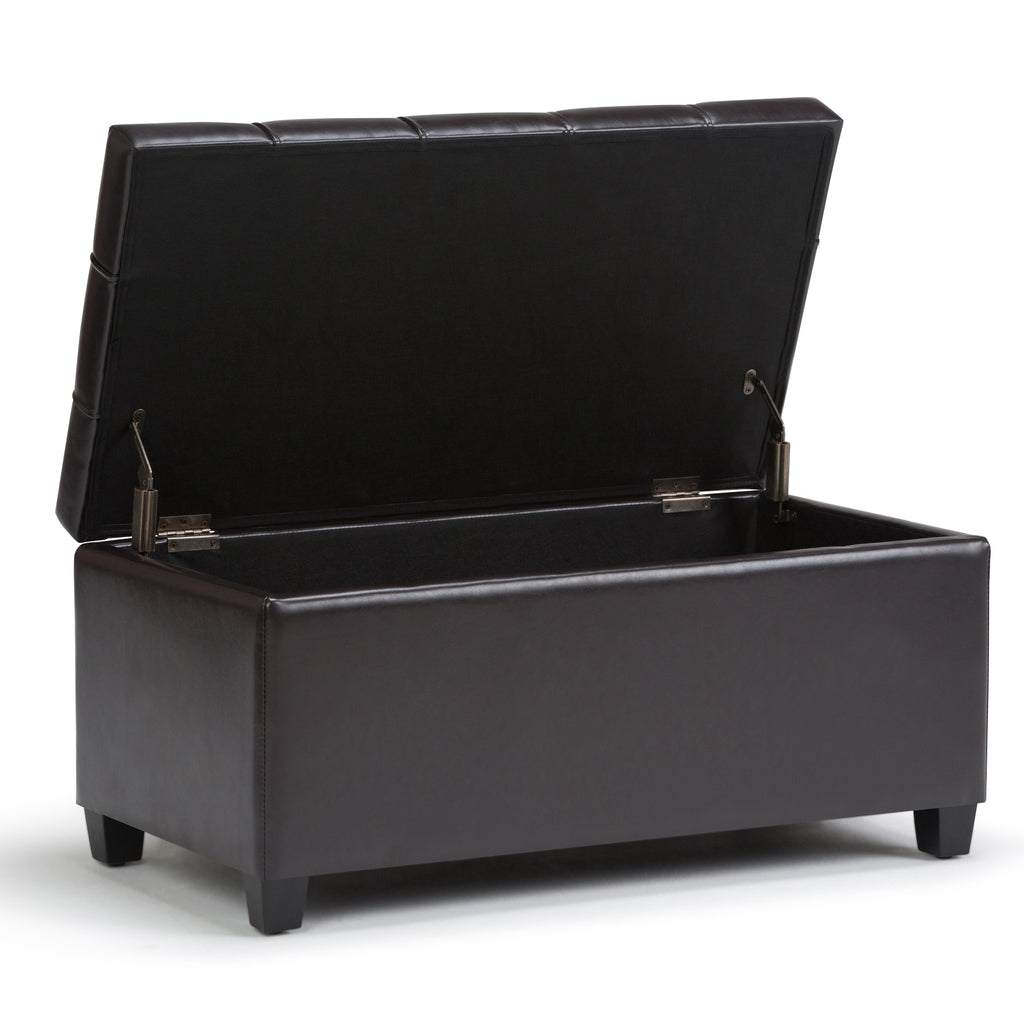 Sienna 33 Inch Wide Storage Ottoman Bench in Tanners