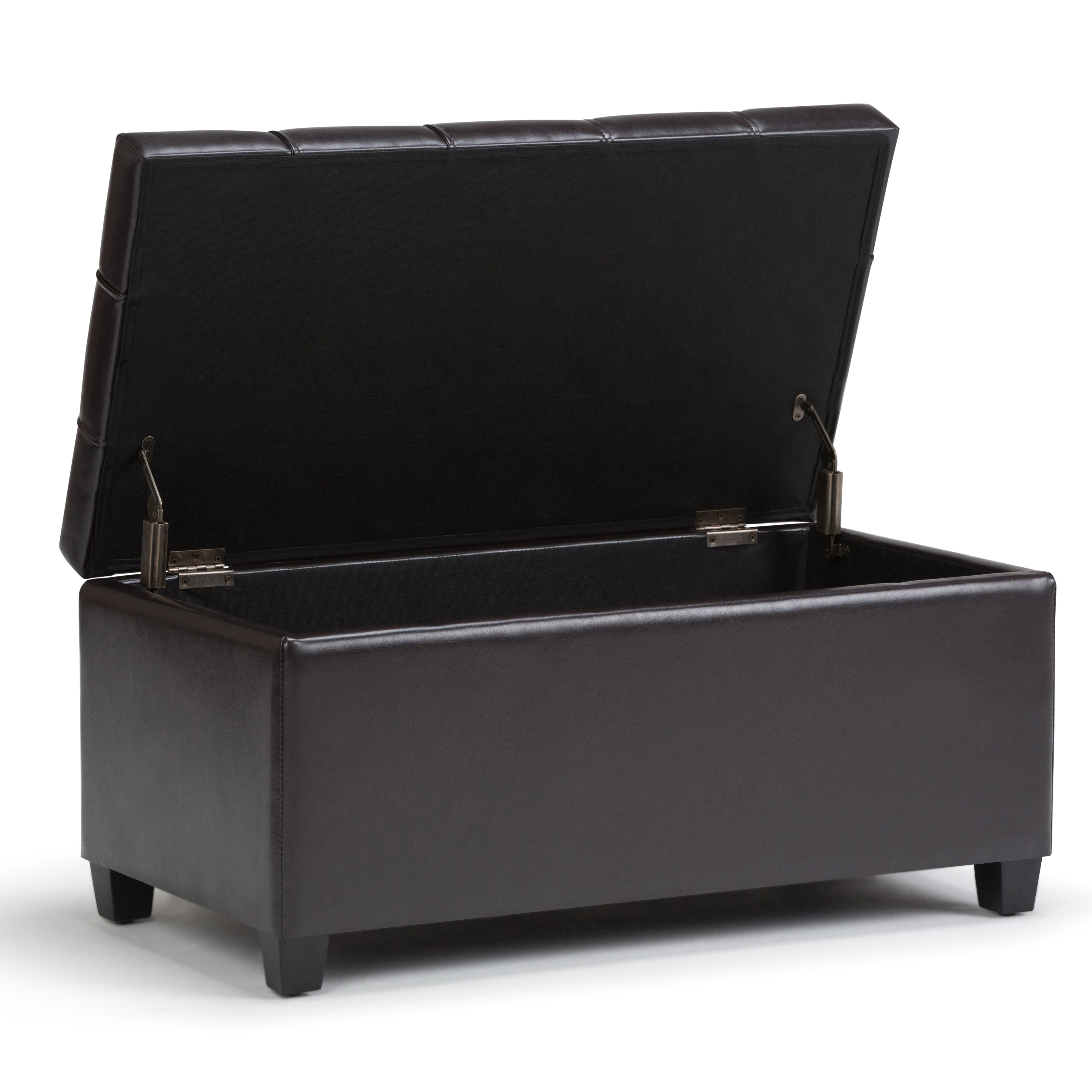 Sienna 33 Inch Wide Storage Ottoman Bench in Tanners