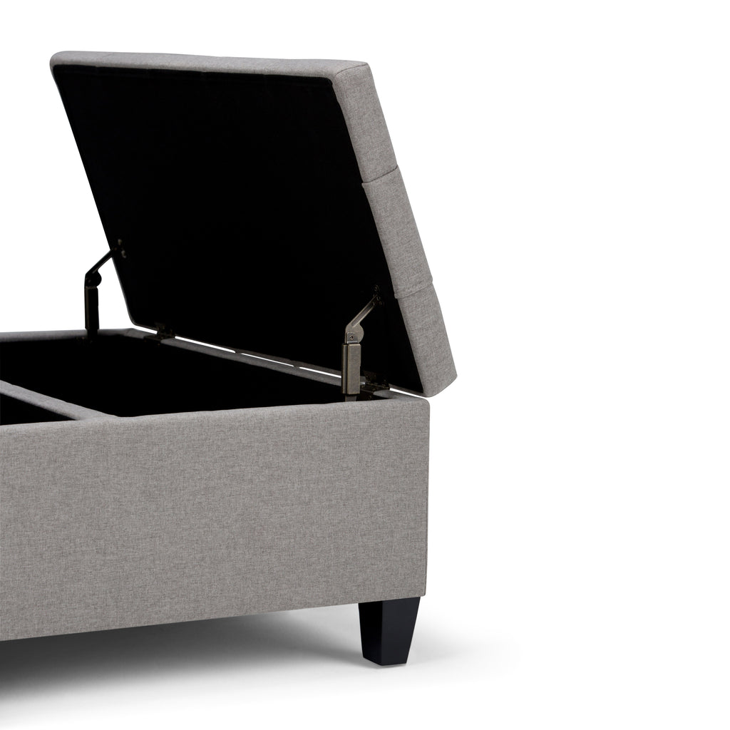 Harrison 36 Inch Wide Coffee Table Storage Ottoman in Dove