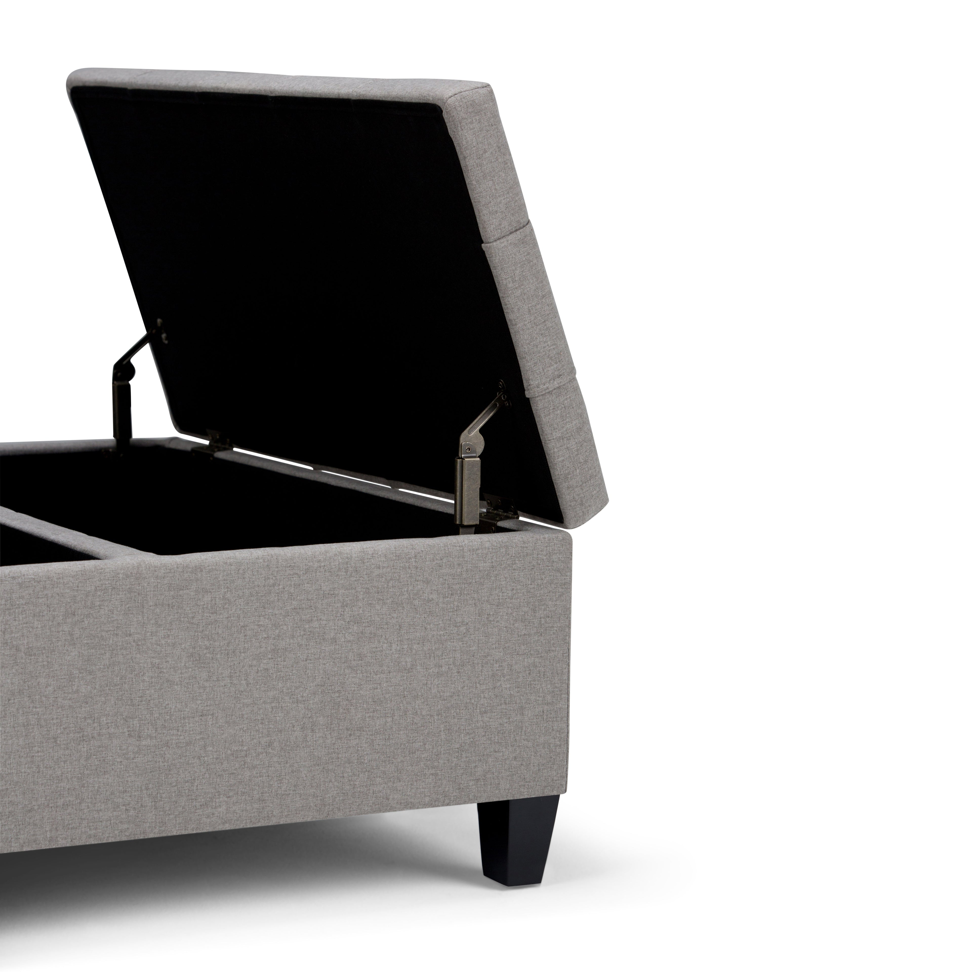 Harrison 36 Inch Wide Coffee Table Storage Ottoman in Dove