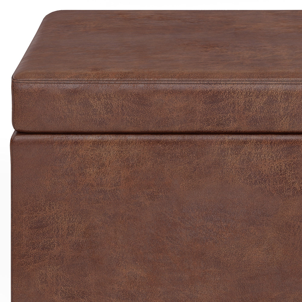 Avalon 54 Inch Wide Extra Large Storage Ottoman Bench in Distressed Saddle