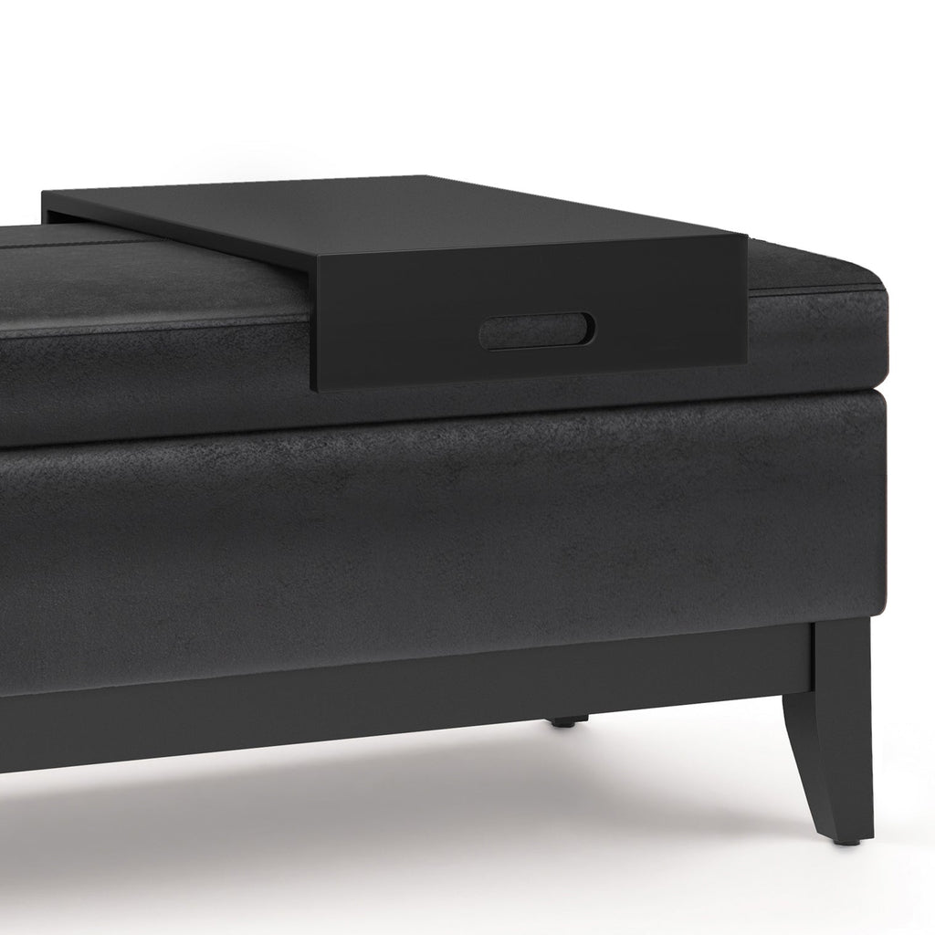 Oregon 42 Inch Wide Storage Ottoman Bench With Tray
