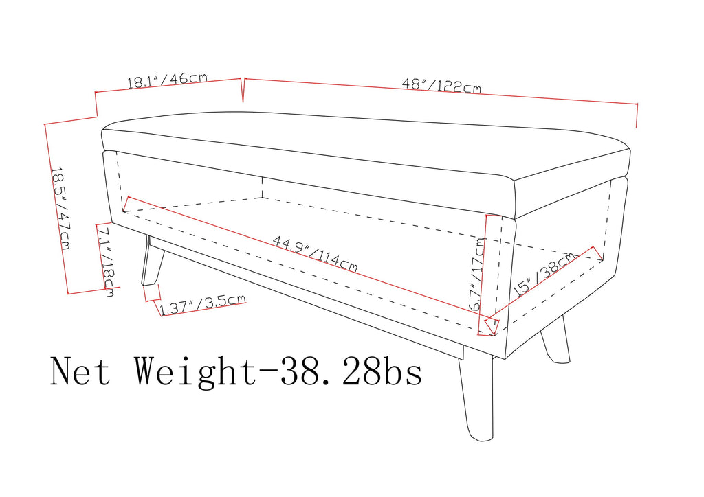 Owen 48 Inch Wide Rectangular Storage Ottoman in Distressed Saddle