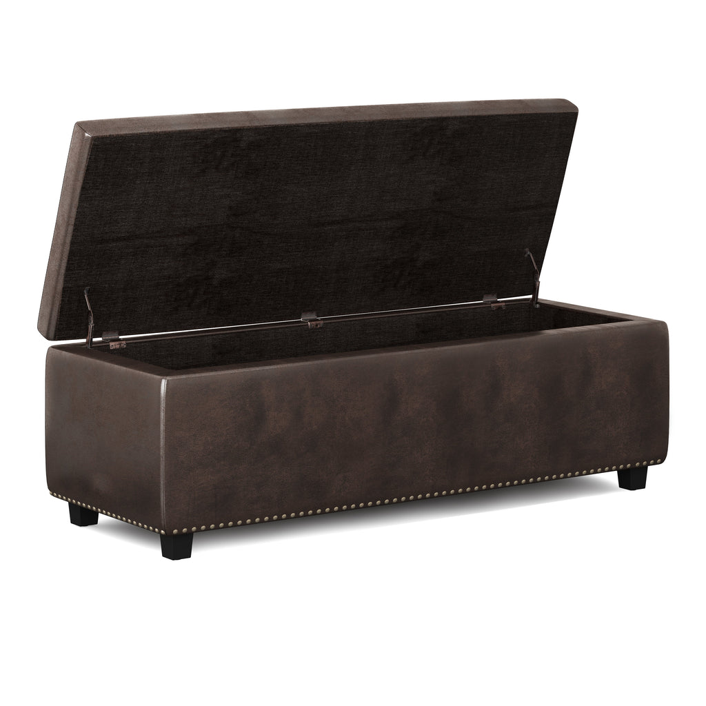 Hamilton 48 Inch Wide Storage Ottoman in Distressed