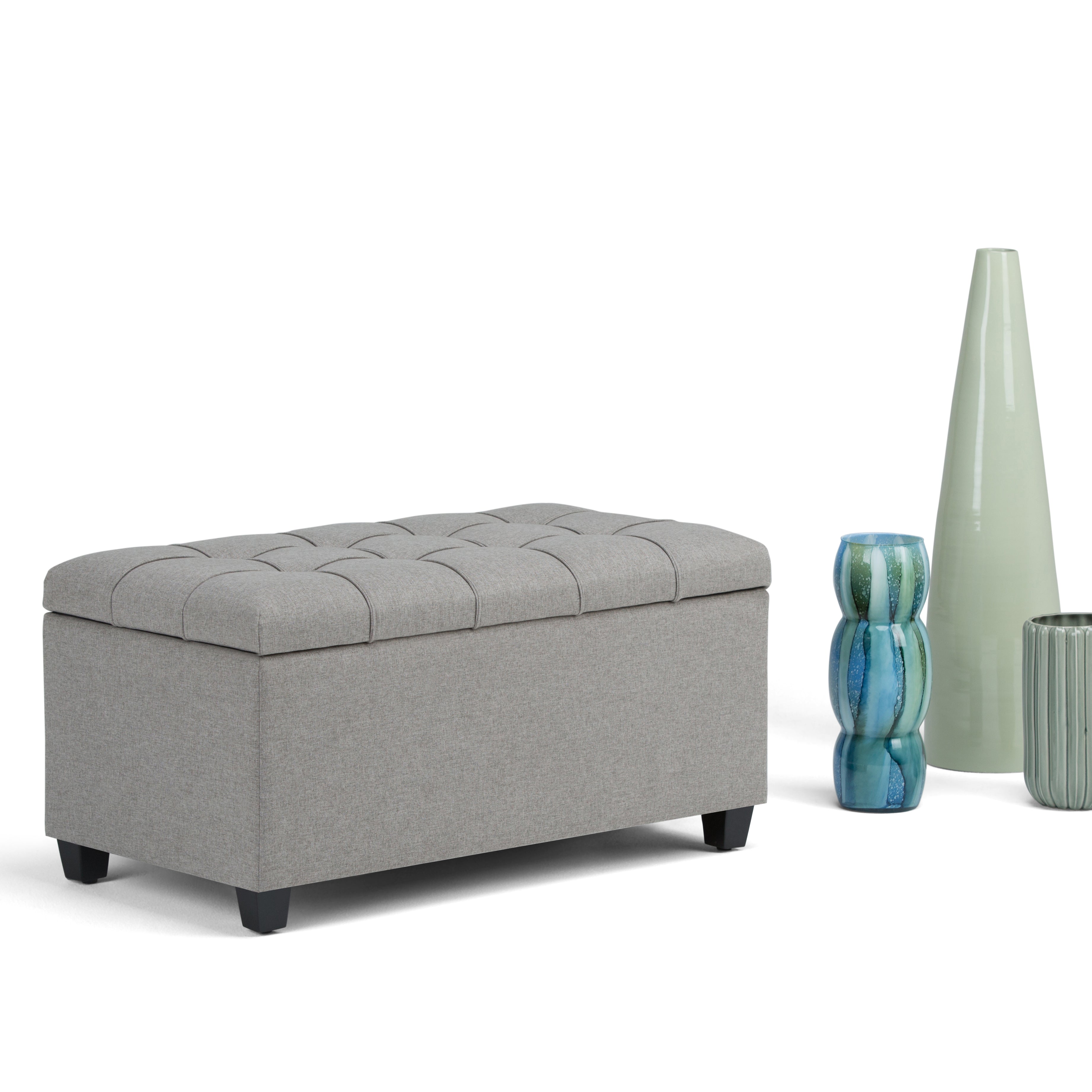 Sienna 33 Inch Wide Storage Ottoman Bench in Dove