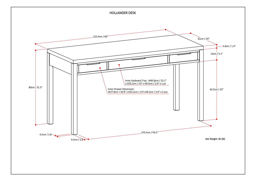 Hollander - Desk - Medium Saddle