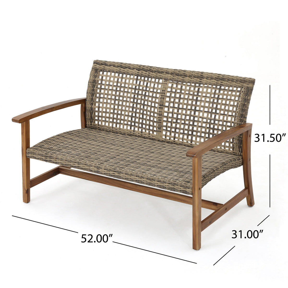 Hampton Wood + Wicker Loveseat