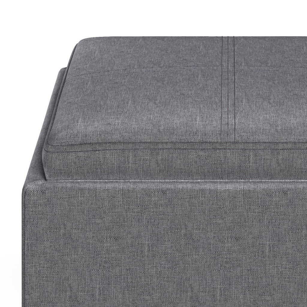 Rockwood 17 Inch Wide Cube Storage Ottoman with Tray