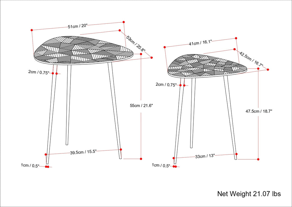 Shelton 2 Piece Metal Nesting Table - Nickel