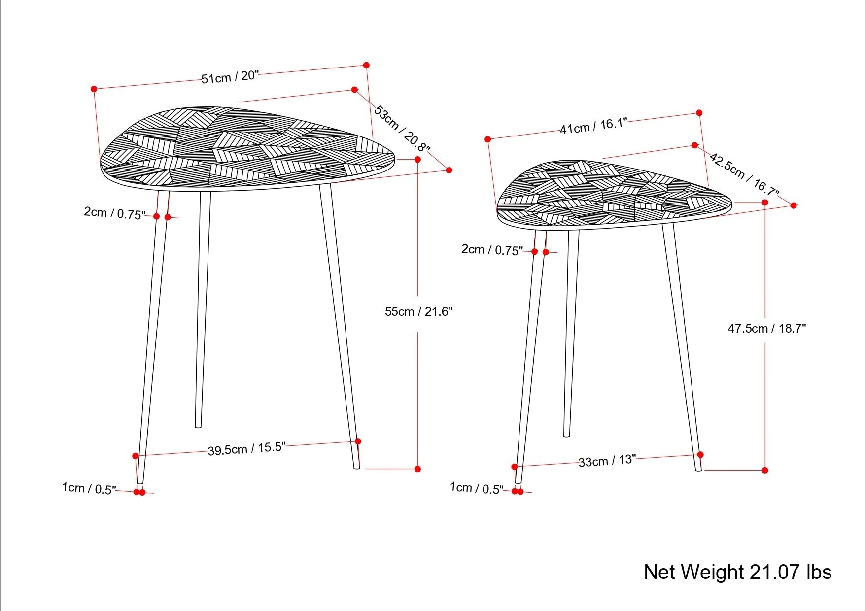Shelton 2 Piece Metal Nesting Table - Nickel