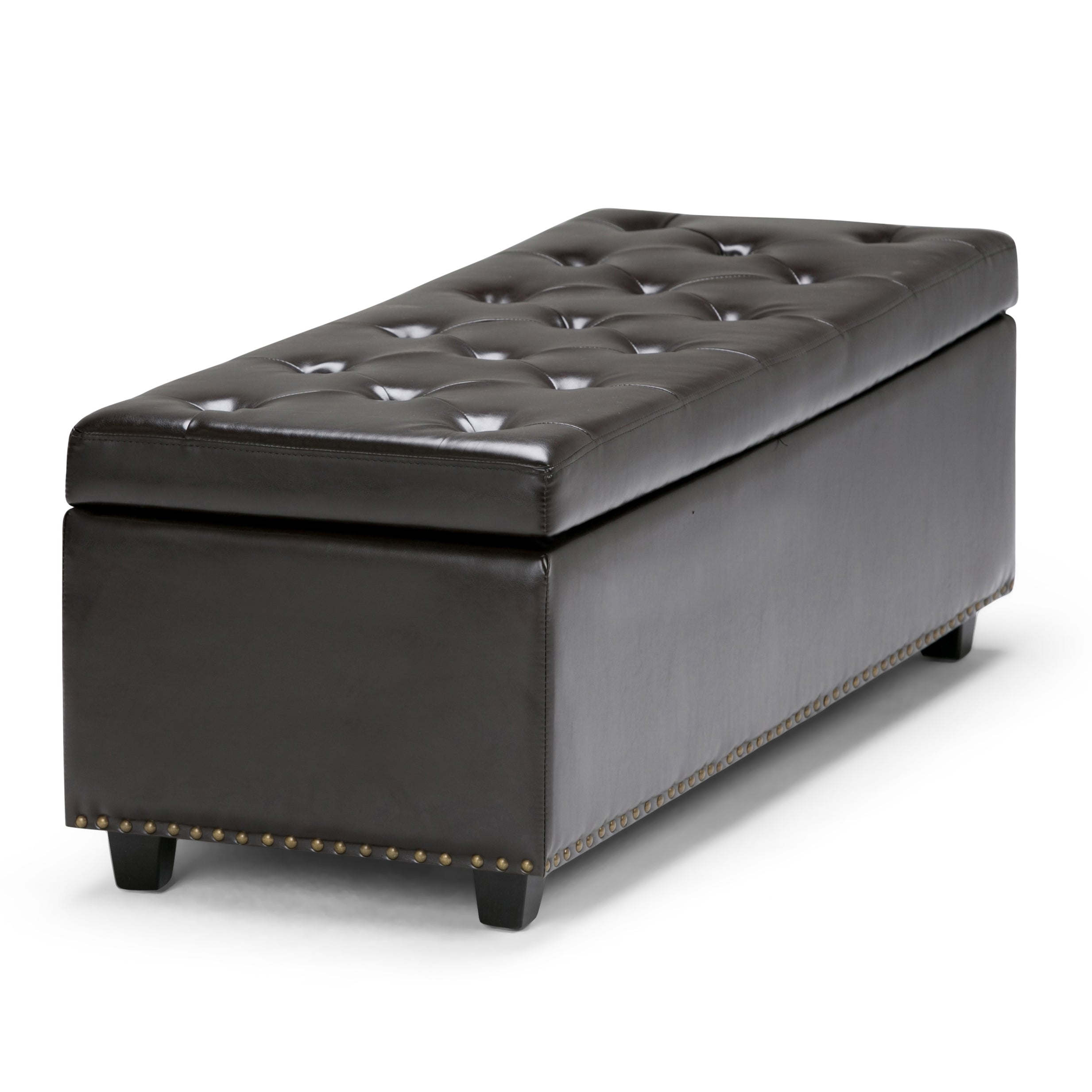 Hamilton 48 Inch Wide Storage Ottoman in Coffee