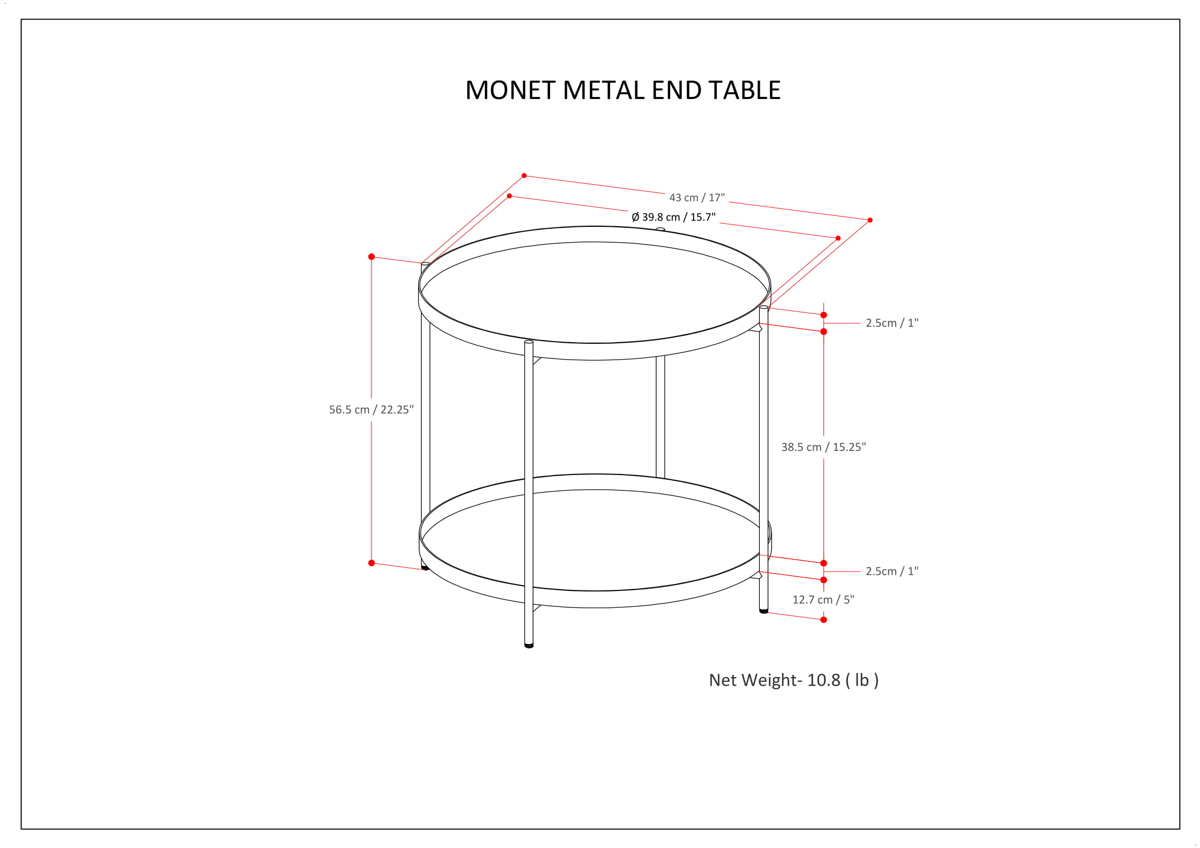 Monet Metal End Table