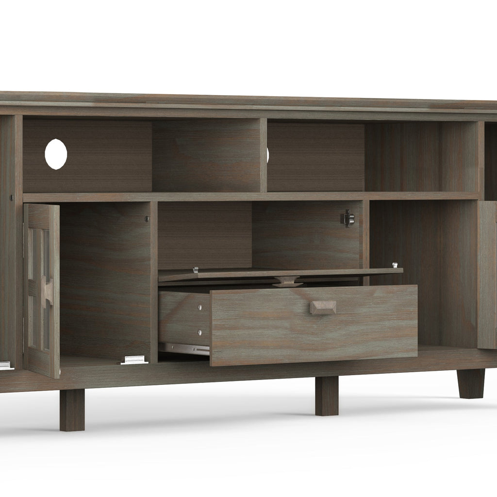 Artisan 72 Inch Wide Solid Wood TV Stand in Distressed