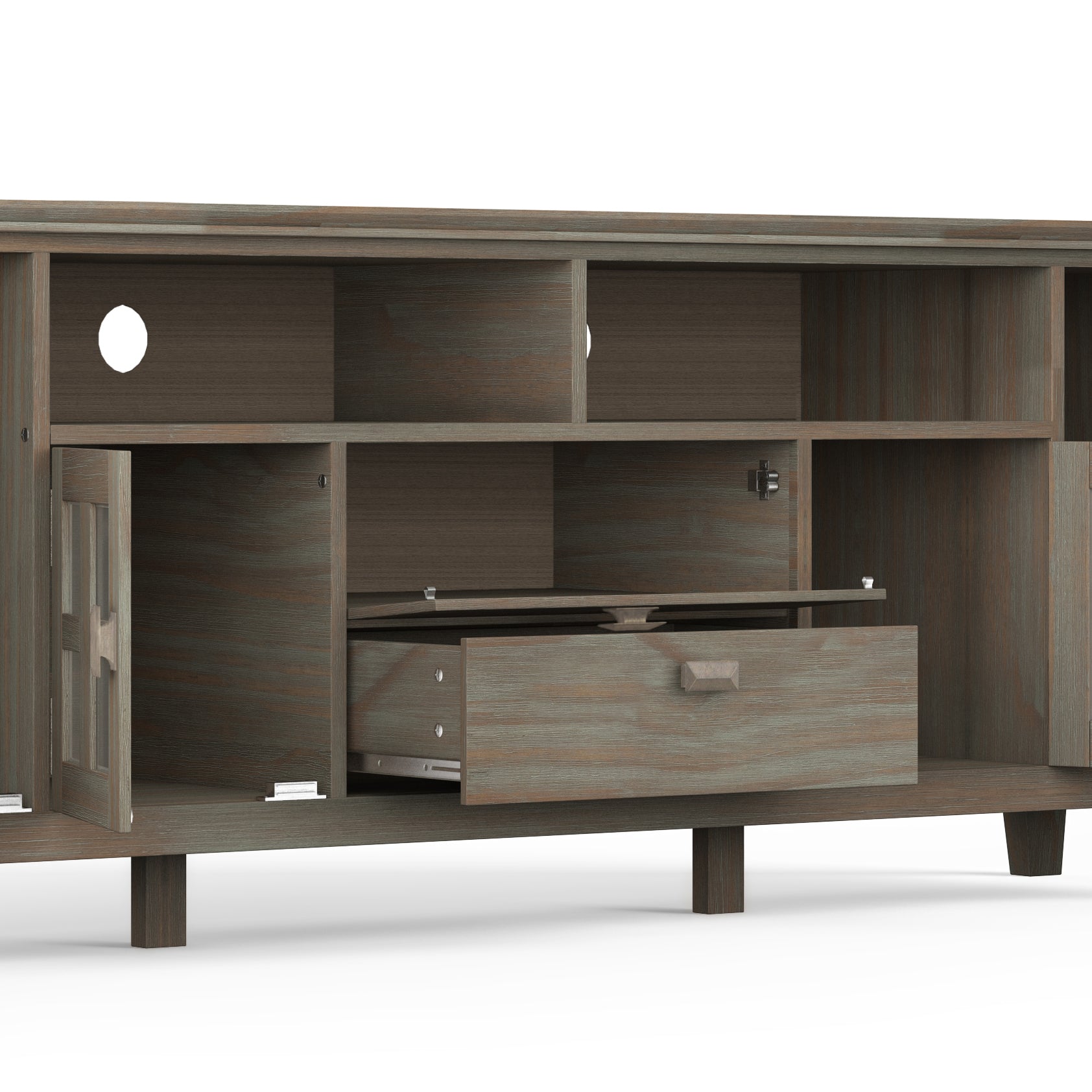 Artisan 72 Inch Wide Solid Wood TV Stand in Distressed