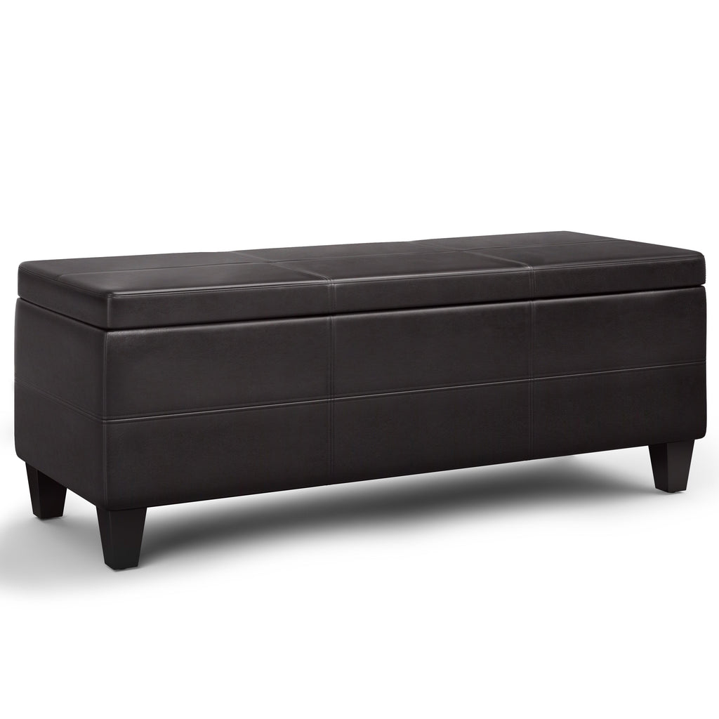 Avalon 44 Inch Wide Lift Top Rectangular Storage Ottoman in Tanners