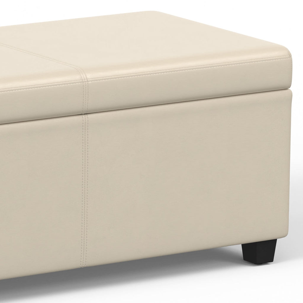 Avalon 54 Inch Wide Extra Large Storage Ottoman Bench in Satin