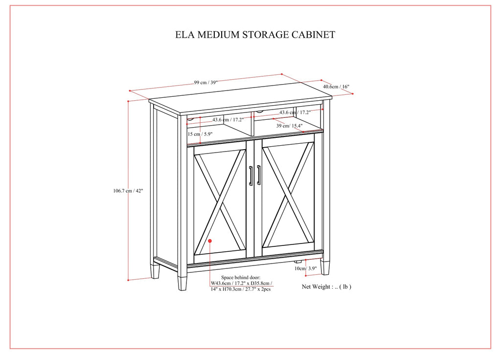 Ela Medium Storage Cabinet - Smoky