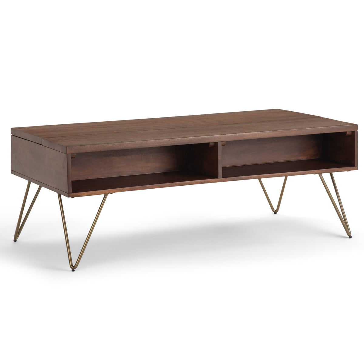Hunter 48 Inch Wide Solid Mango Wood Lift Top Coffee Table in Umber