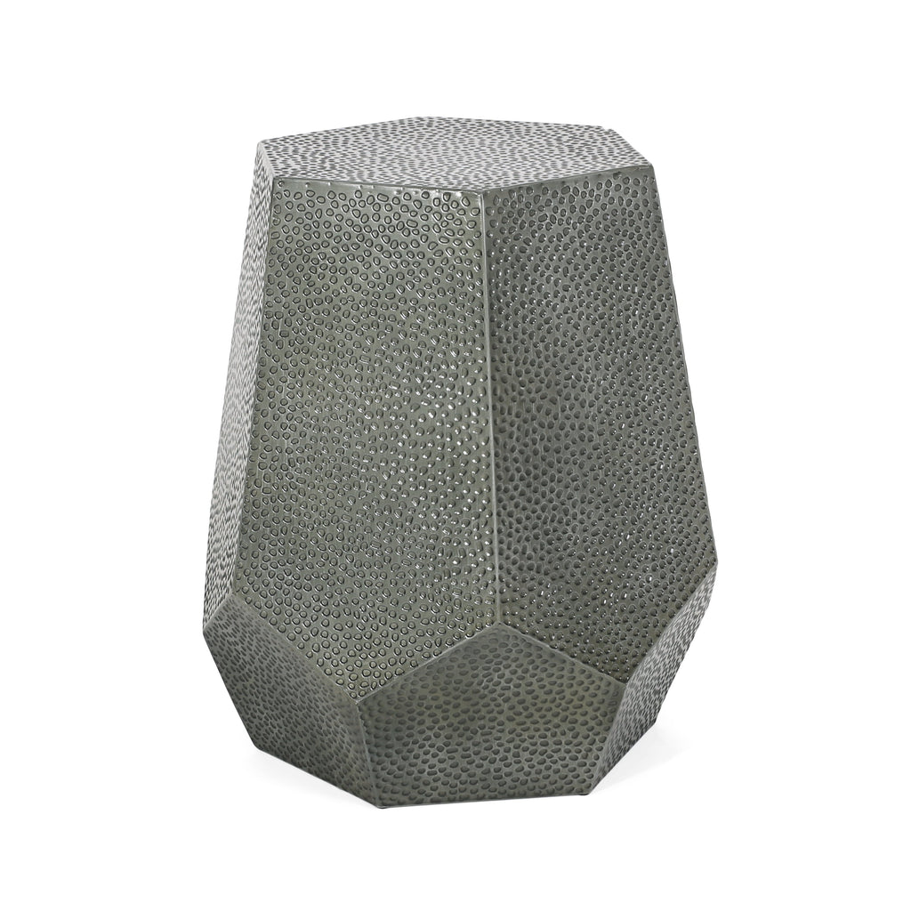 Metal Hammered End Table