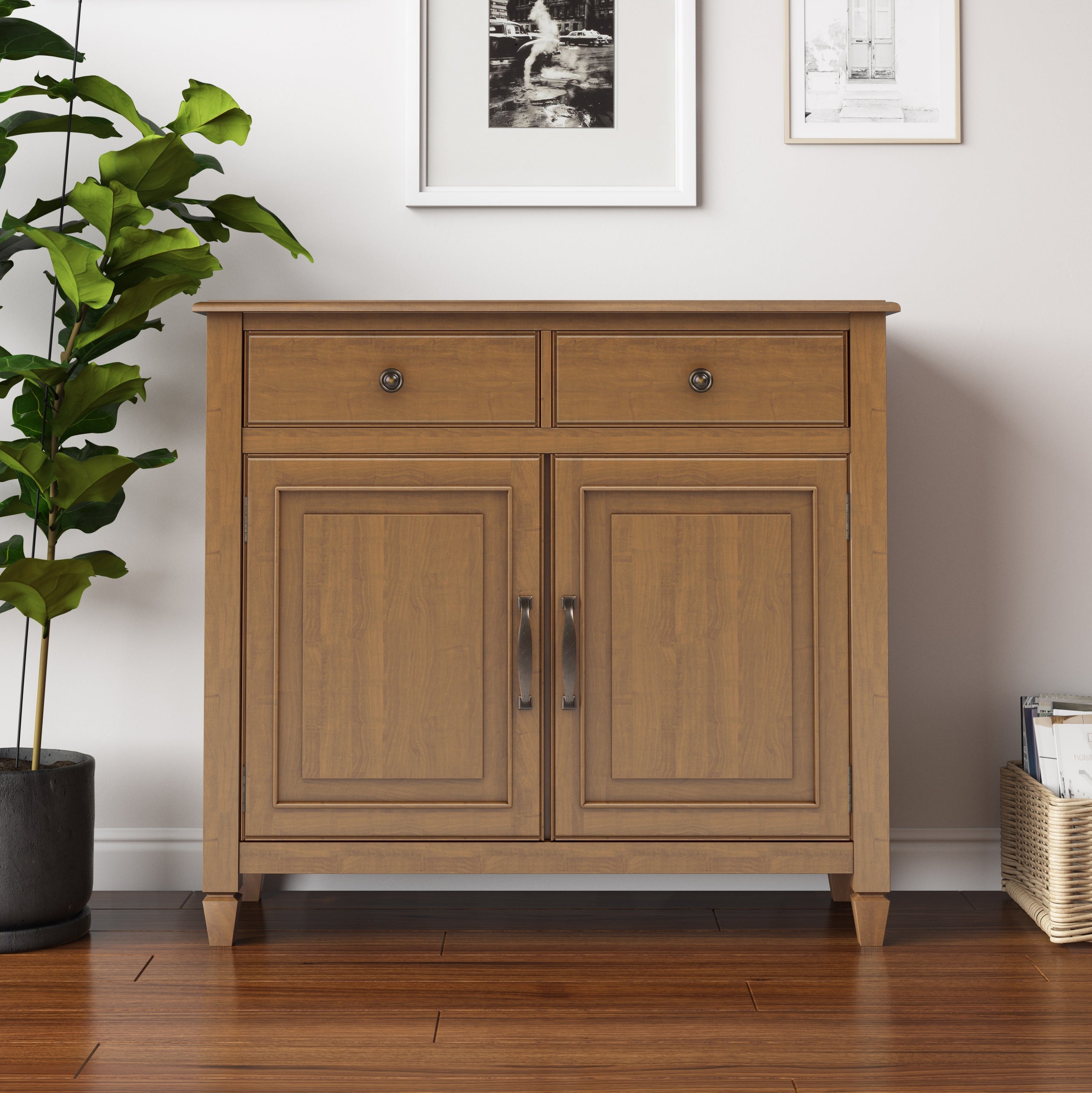 Connaught Solid Wood Entryway Storage Cabinet in Light Golden