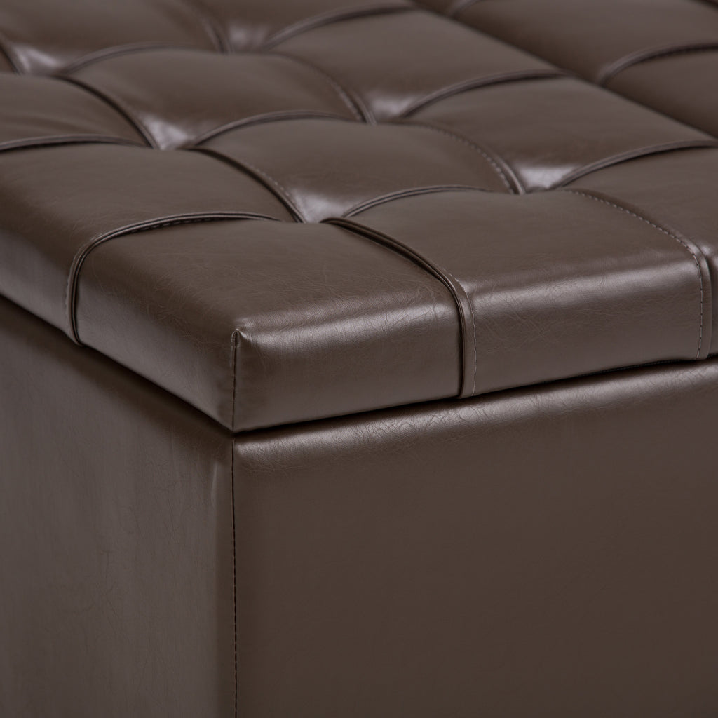 Harrison 36 Inch Wide Coffee Table Storage Ottoman in Chocolate