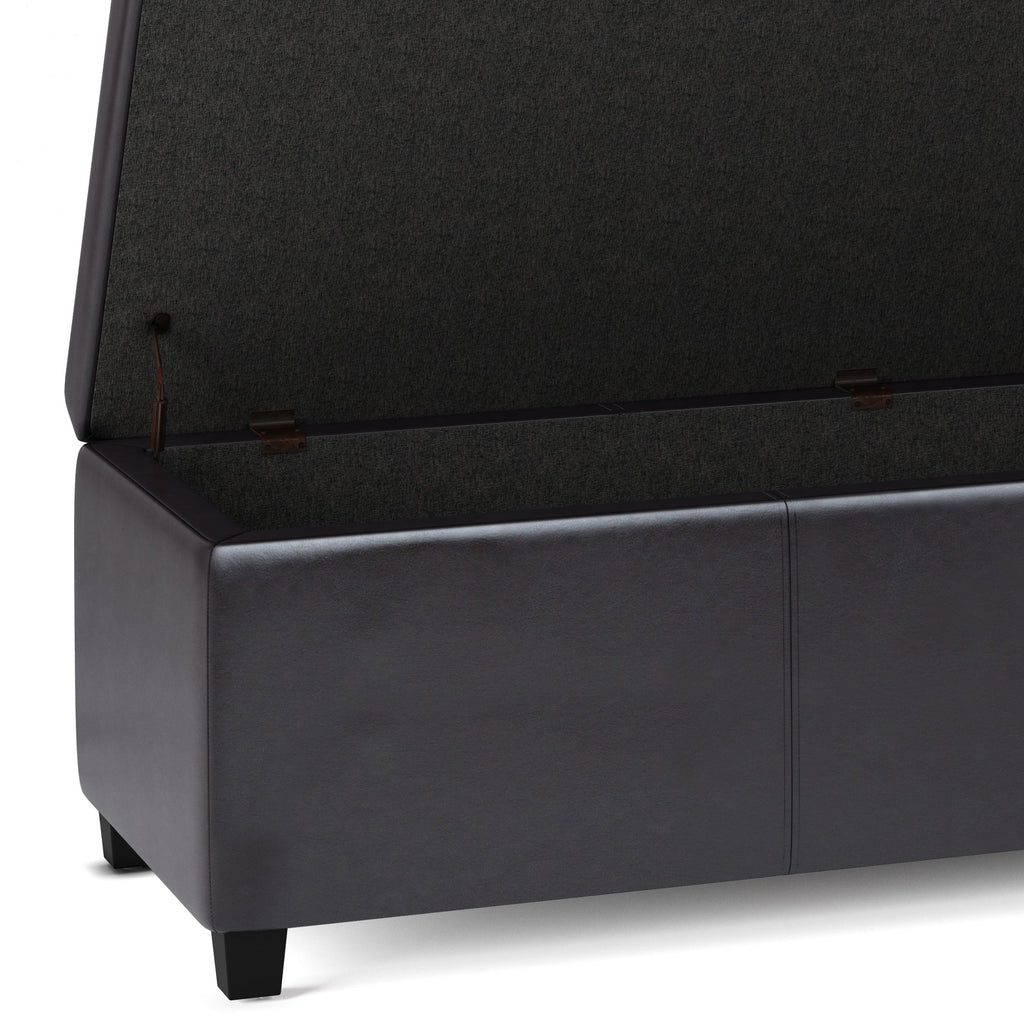 Avalon 54 Inch Wide Extra Large Storage Ottoman Bench in Tanners