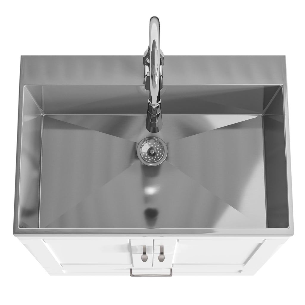 Reed Deluxe 28" Laundry Cabinet with Pull-Out Faucet and Stainless Steel Sink
