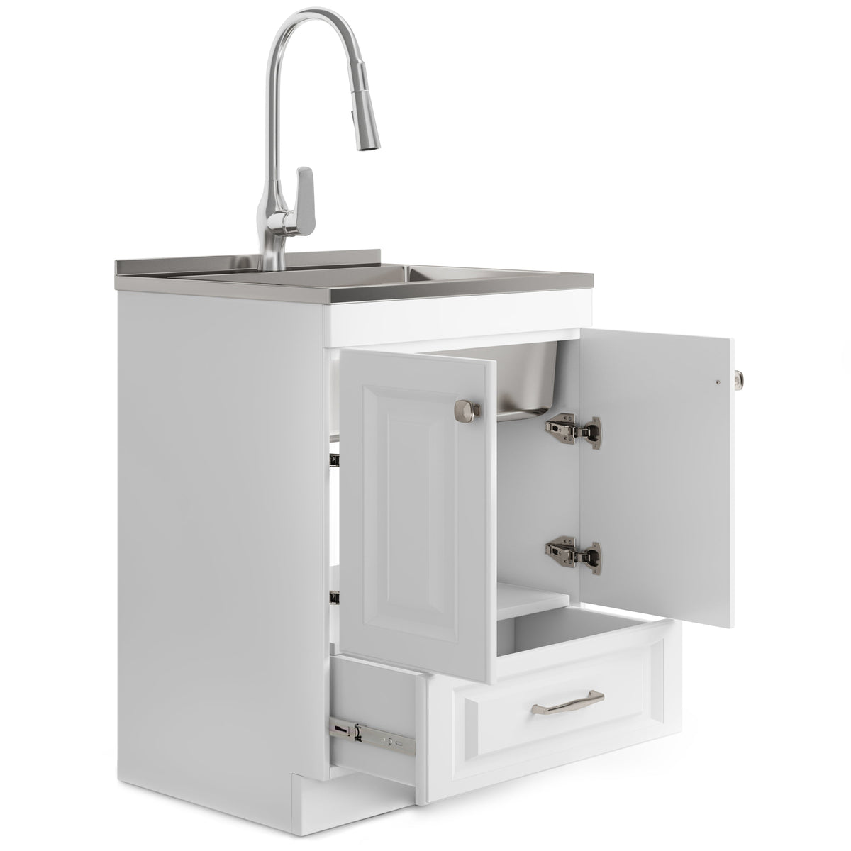 Lawrence 28" Laundry Cabinet with Faucet and Stainless Steel Sink