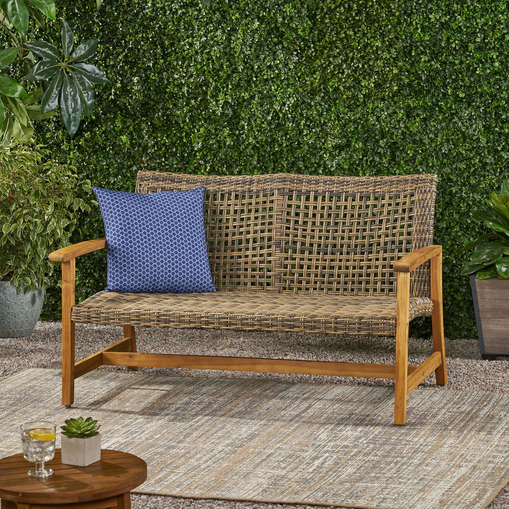 Hampton Wood + Wicker Loveseat