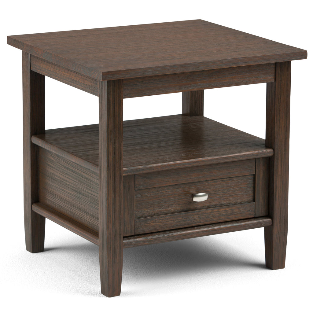 Warm Shaker Solid Wood 20 Inch Wide Transitional End Table
