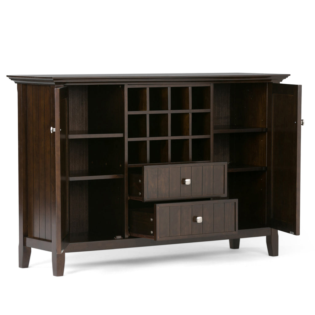 Bedford 54 Inch Wide Solid Wood Sideboard Buffet and Wine Rack