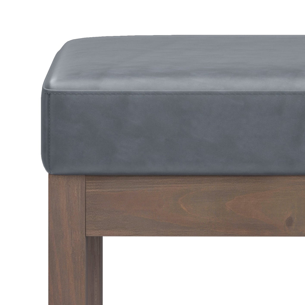 Milltown 27 Inch Wide Solid Wood Footstool Small Ottoman Bench in Stone