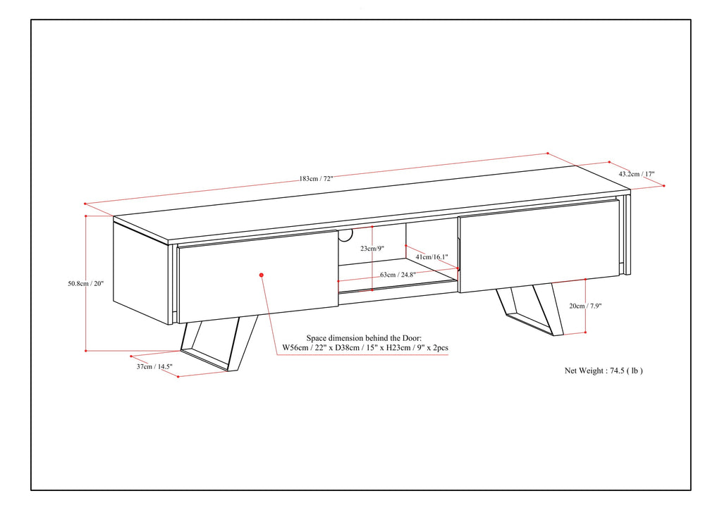 Lowry 72 Inch Wide Solid Wood TV Stand