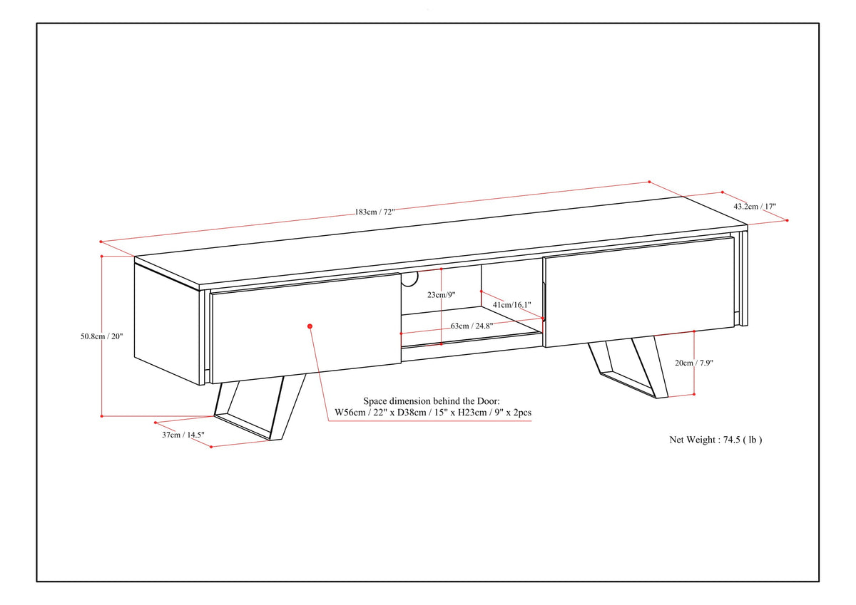 Lowry 72 Inch Wide Solid Wood TV Stand