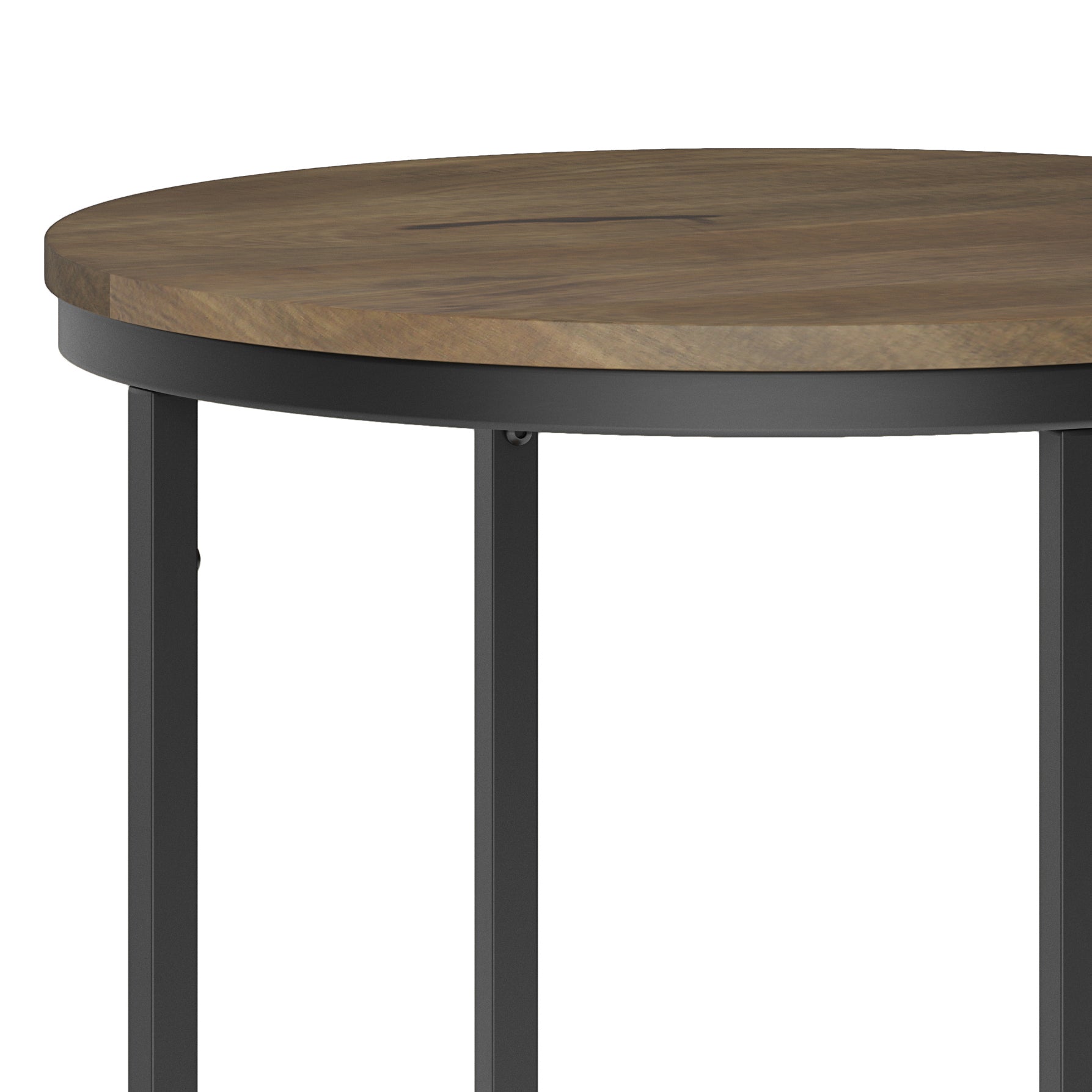 Jenna 18" Wide Solid Mango Wood and Metal Round Side Table